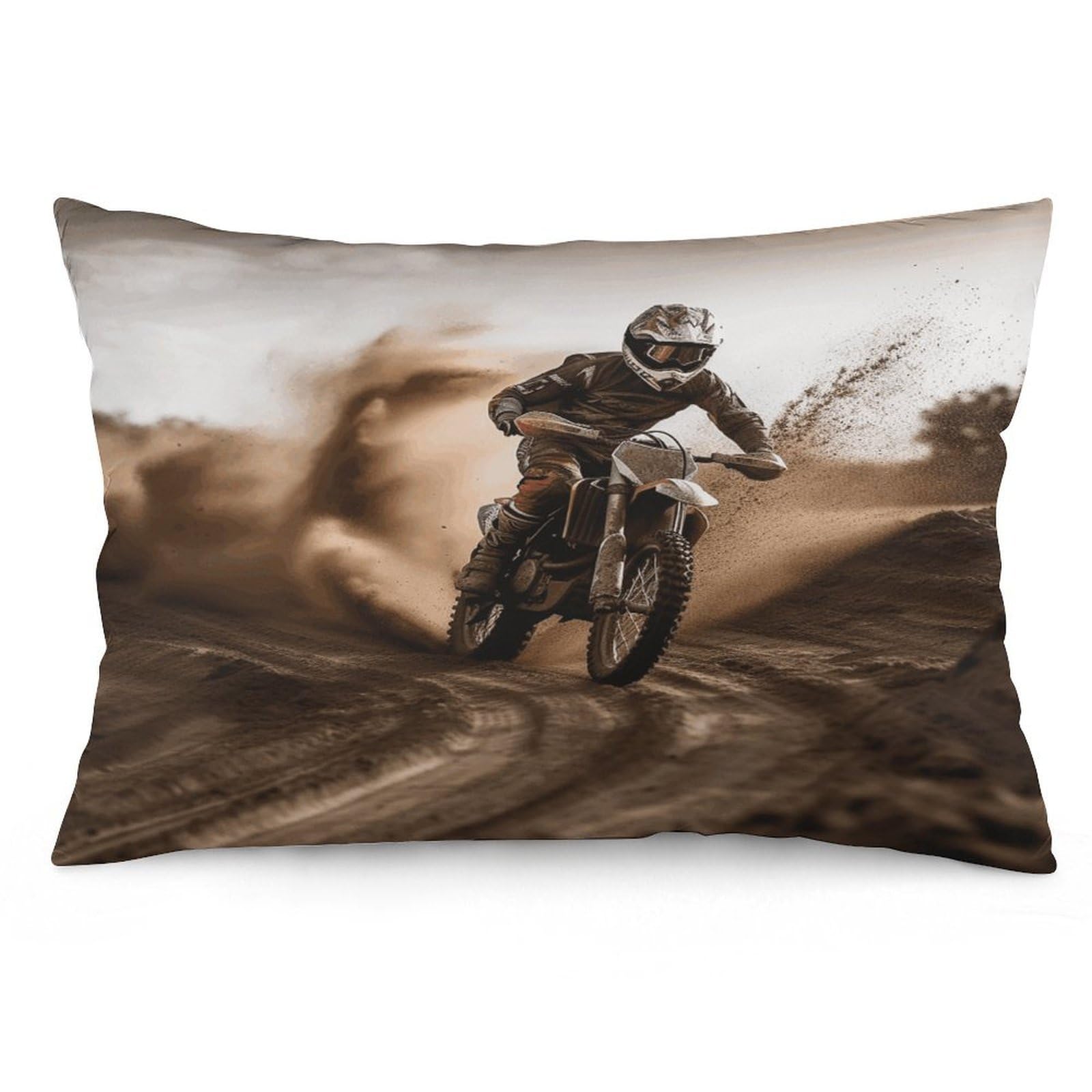 Motocross Throw Pillow Cover Soft Lumbar Pillow Covers with Zipper Breathable Rectangular Cushion Case Polyester Pillow Case Decorative Body Pillow Cover for Couch Bed