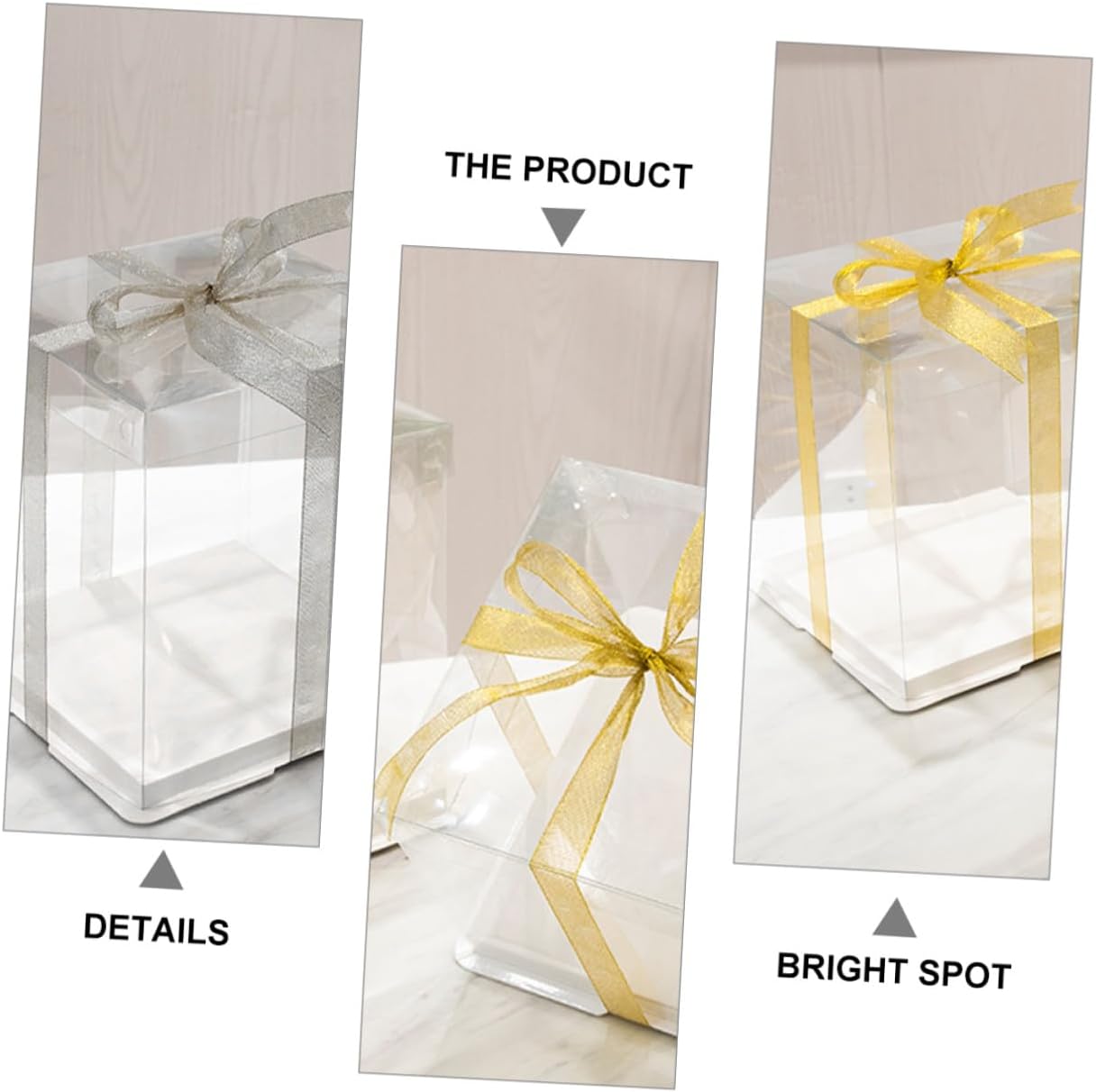 5pcs 8-inch Cake Packing Boxes with Ribbon, Tall Single-layer Pet Cake Storage Containers for Birthday Packaging