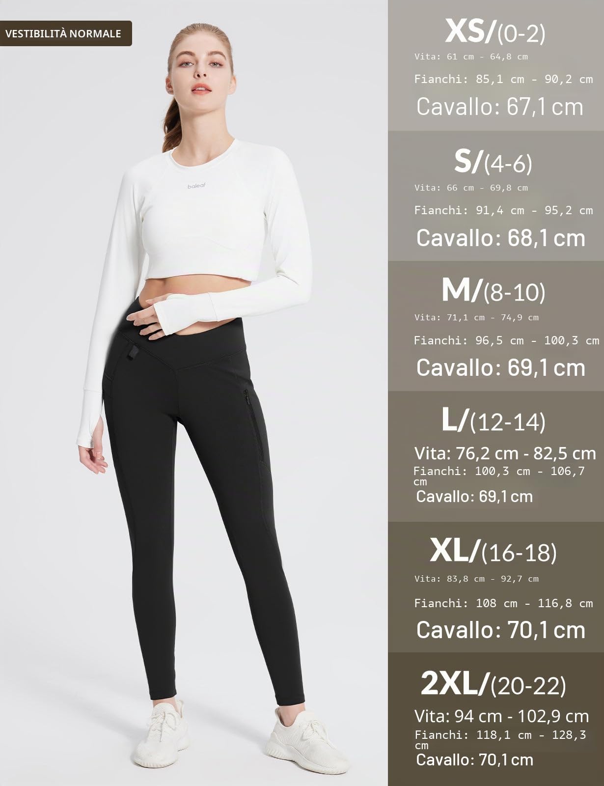 baleaf Leggings Termici da Donna con Tasche Jeggings Pantaloni da Trekking Pantaloni Termici Invernali Leggings da Trekking Vita Alta Leggings idrorepellenti