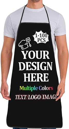 Custom Apron For Men Women with Your Text Logo Image Personalized Chef & Grilling Aprons 1-100 PCS For Gifts