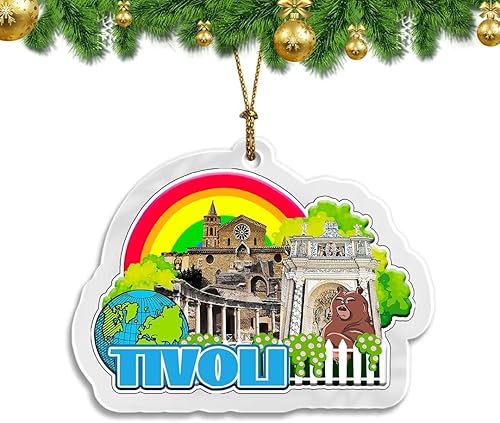 Tivoli Lazio - Adorno de Navidad de acrílico transparente de doble cara para decoración de árbol, colgante de recuerdo de viaje, colección