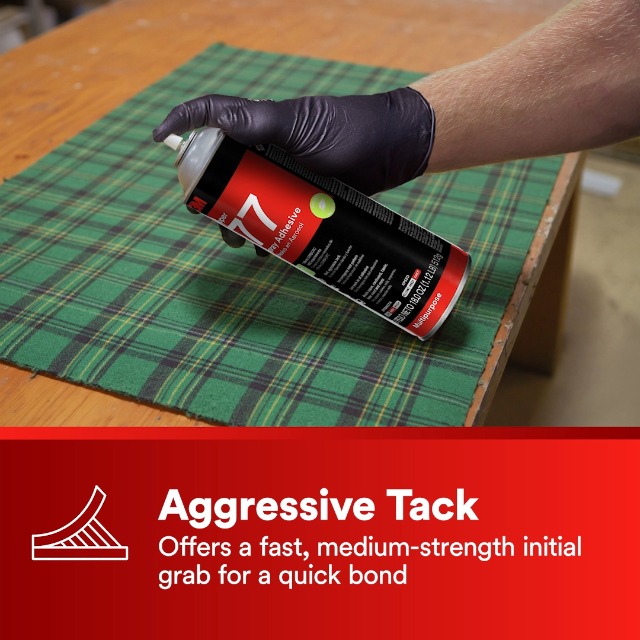 Image of 3M Super 77 Multipurpose Spray Adhesive, Low VOC, Bonds Paper, Corrugated Board, Fabric, Foam, Wood, Clear Glue, 24 floz (Net Wt 18.0 oz), 1 Can