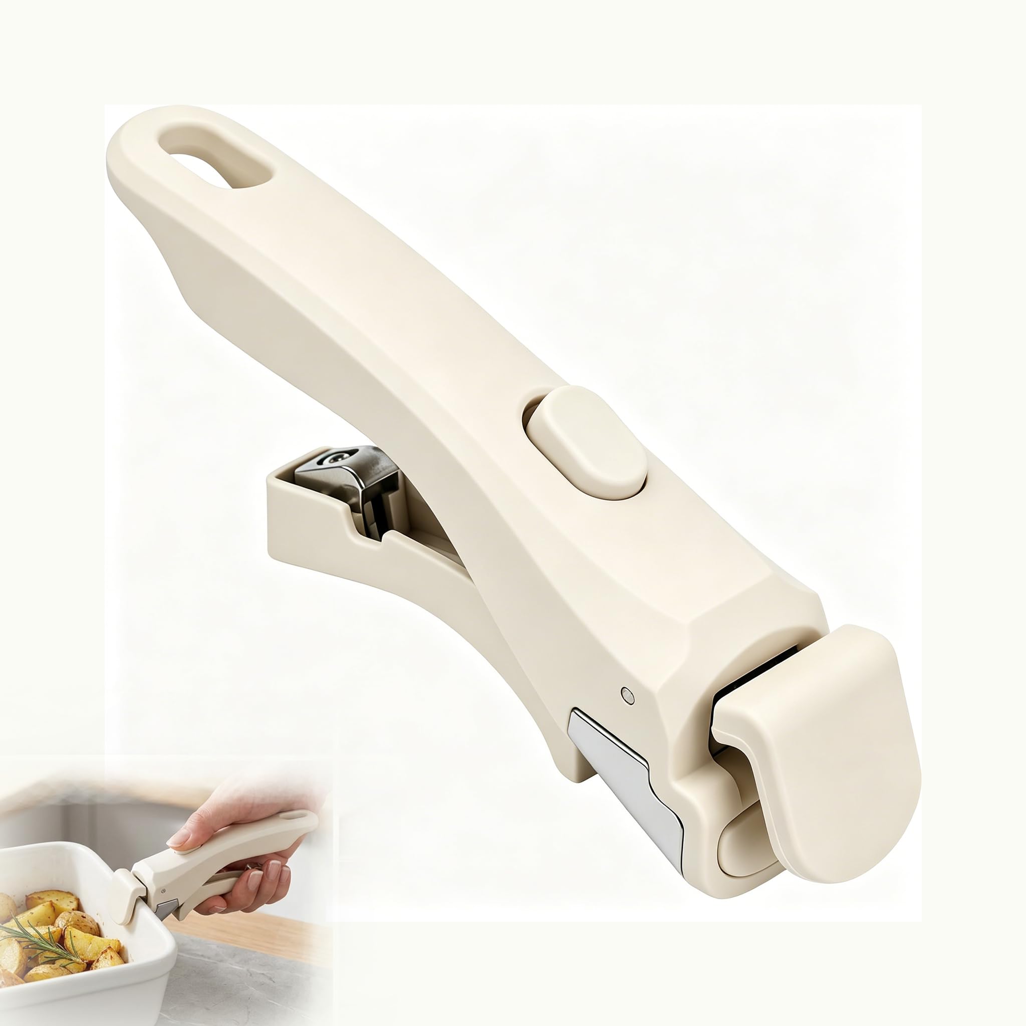 XINML Detachable Pan Handle, White Universal Removable Grip, Heat Resistant up to 250°C Non Slip Secure Locking Design Supports 10kg Adjustable Fit 18–25 cm, Compatible with Tefal and Most Cookware