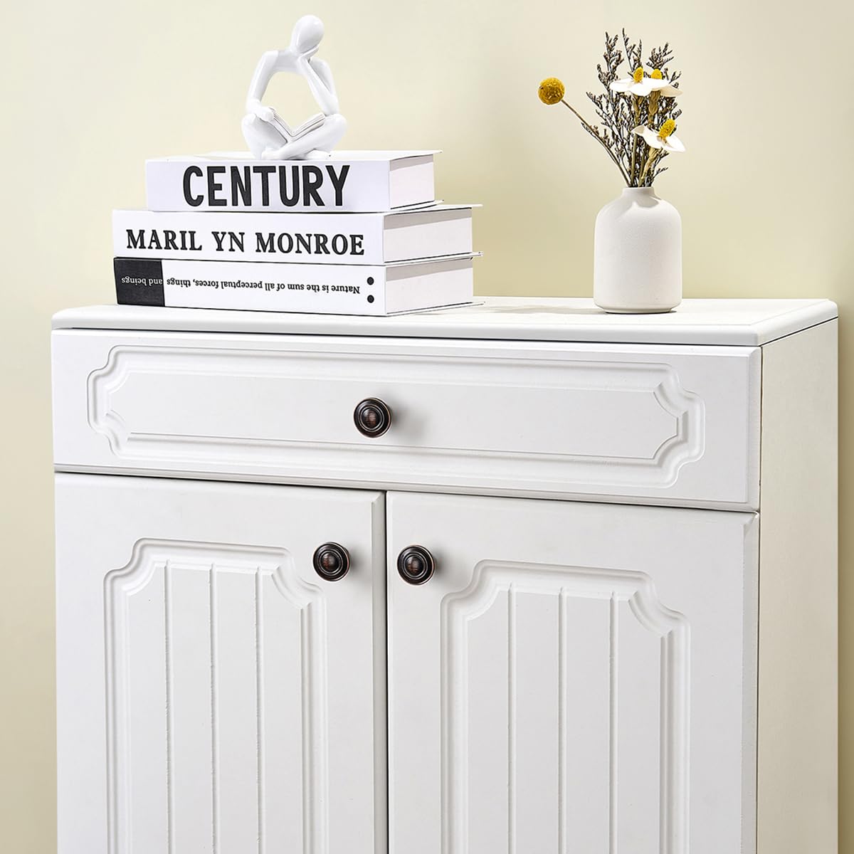 Pomos redondos para puerta – Paquete de 20 pomos de gabinete de bronce aceitado, pomos clásicos para puerta de gabinete de cocina, cajón de baño, tiradores de armario de dormitorio
