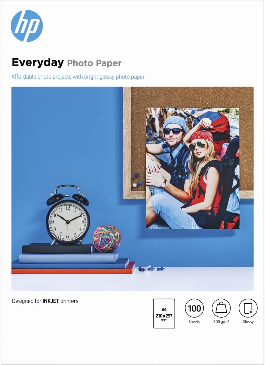 HP Q2510A, A4/210 x 297 mm, Everyday Glossy Photo Paper, 200 gsm, 100 Sheets, White