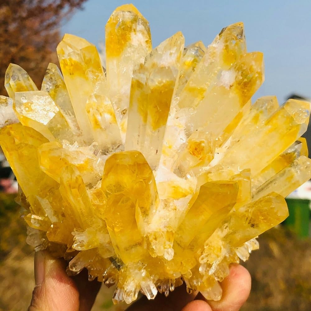 Yellow Phantom Quartz Crystal Cluster Ornaments (Size : 500-550g)