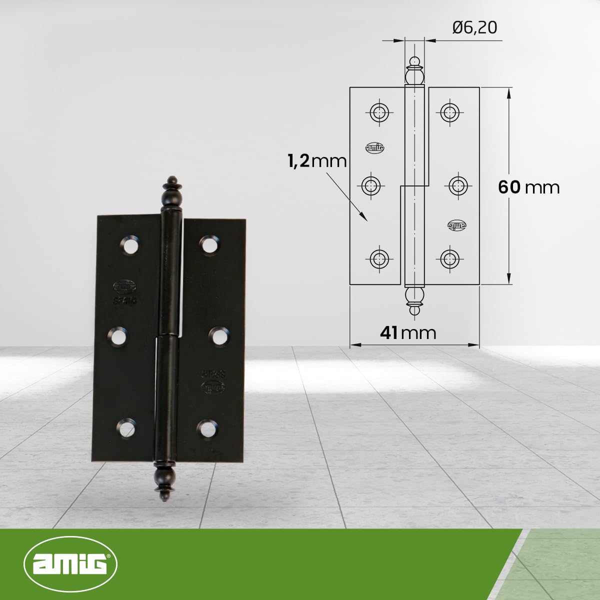 Amig 22109 - Hinge 541-60 Black Epoxy Right Bag - Image 3