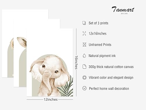 Miniatura 2 de Imágenes artísticas de pared de animales para guardería, lienzo para decoración de pared, impresiones de animales de safari, arte de pared de selva