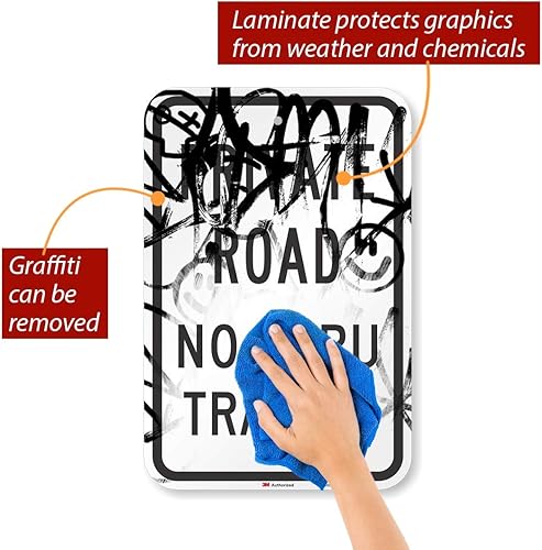 Miniatura 6 de SmartSign - T1-1019-HI_12x18 3M Señal reflectante de alta intensidad de grado de alta intensidad, leyenda "Private Road No Thru Traffic", 18" de