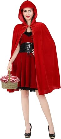 frawirshau Little Red Riding Hood Costume Short Red Cape for Women