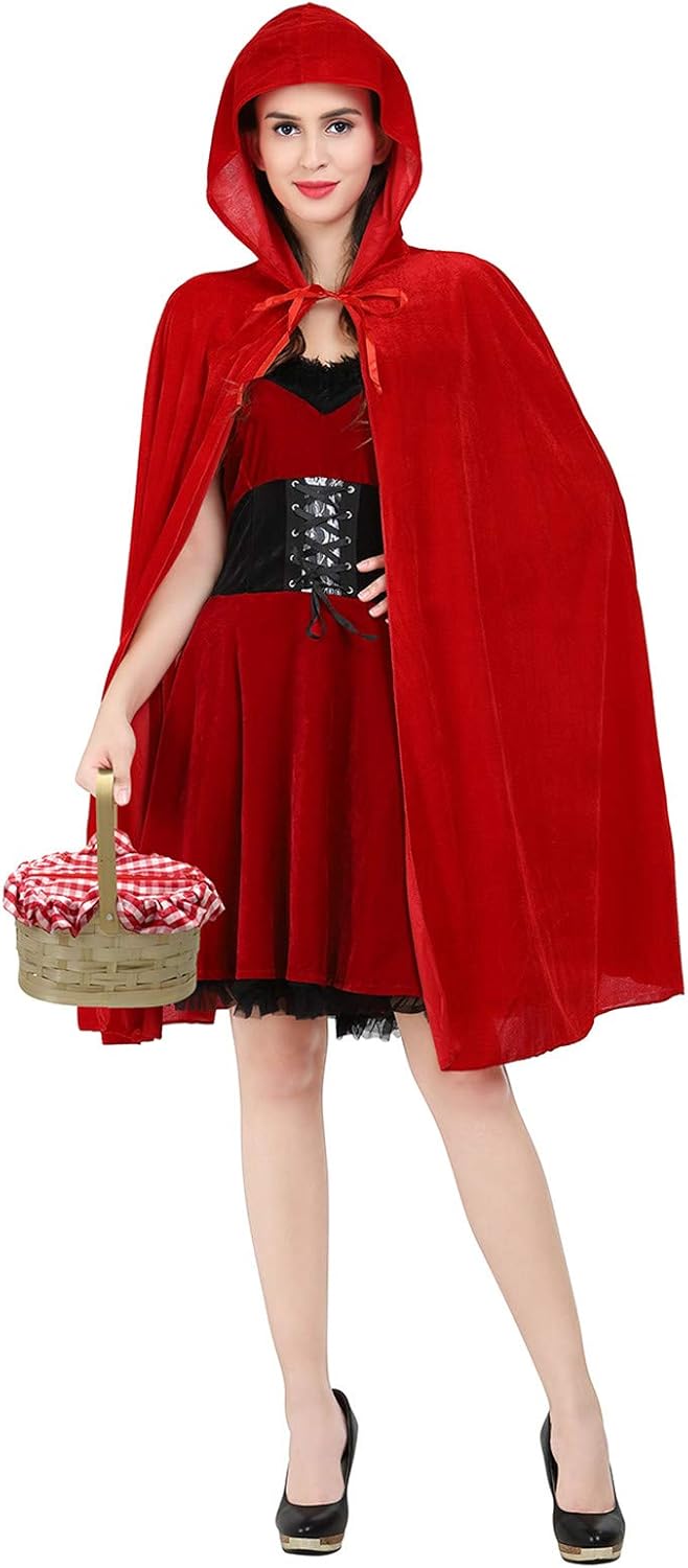 frawirshau Women's Little Red Riding Hood Costume Red Cape