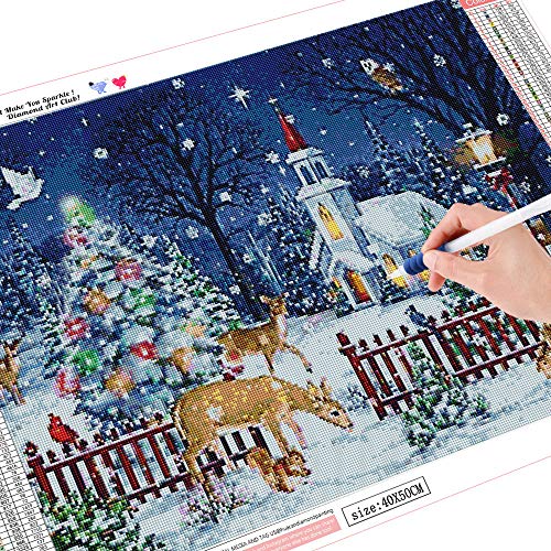 HuaCan Diamond Painting Kits Winter for Adults Square Full Drills 5D DIY Paint by Numbers Home Wall Decor,45x60cm/17.7x23.10in