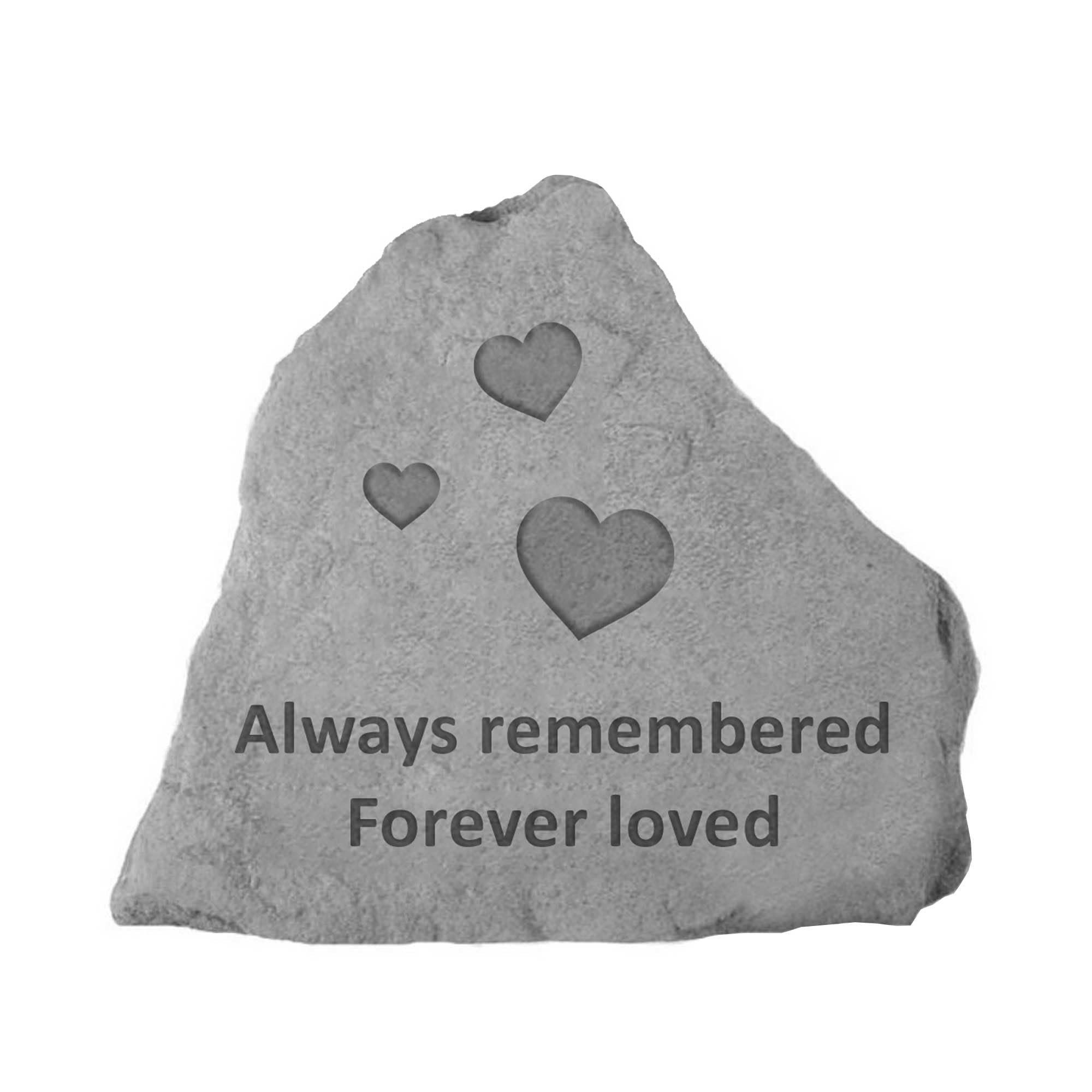 Always Remembered Memorial Stone | Thoughtful Memorial Garden Ornament | Forever Loved Tribute Grave Token | 13x11.5x2cm