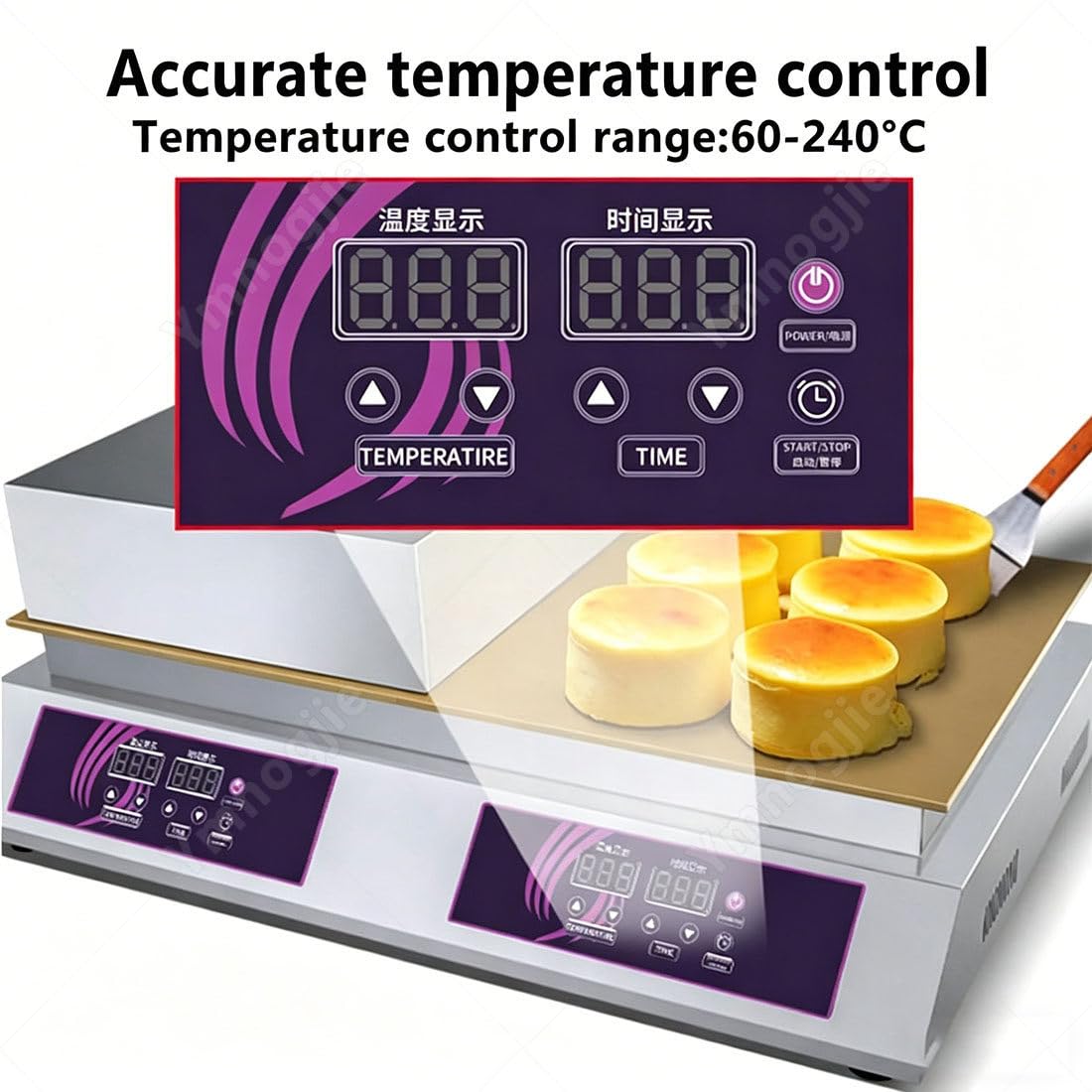 Gofrownica Komercyjna 1300W,Maszyna Sufletów Z Powłoką Nieprzywierającą,Naleśnikarka Dorayaki Baker Ze Stali Nierdzewnej,Niezależna Kontrola Temperatury I Czasu Dla Piekarni SingleHead