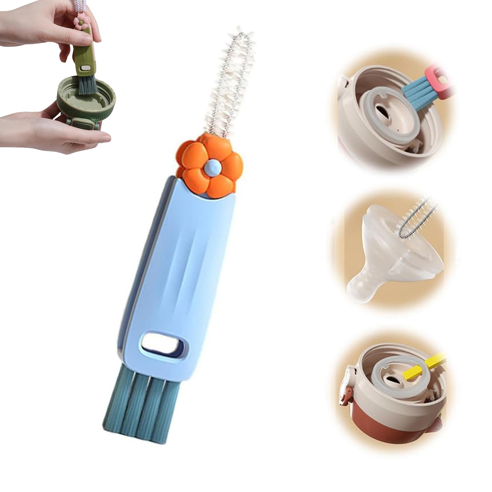 3 in 1 Cup Lid Gap Cleaning Brush Multifunctional Bottle Cup Lid Detail Brush Straw Cleaner Tools Portable