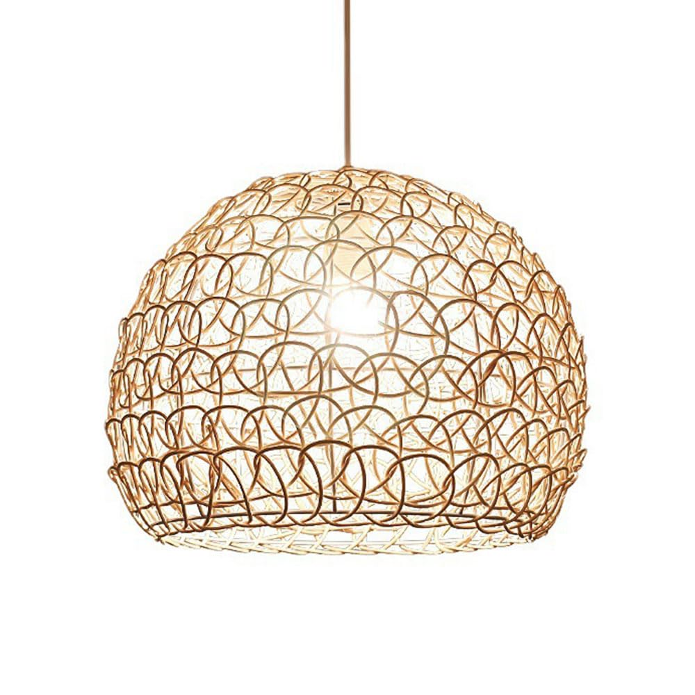 Lampada a Sospensione in Vimini in Stile Boho, a Forma di Nido d'uccello, in bambù Intrecciato, con Base E27, per Ristorante, Lampada da soffitto in Vimini Creativa per Camera da Letto, Soggiorno