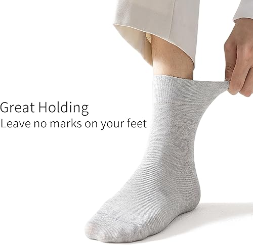 Miniatura 4 de K-LORRA Calcetines de algodón blanco y negro para mujeres y hombres, calcetines de vestir negros y blancos, amigables con la diabetes, 6 pares,