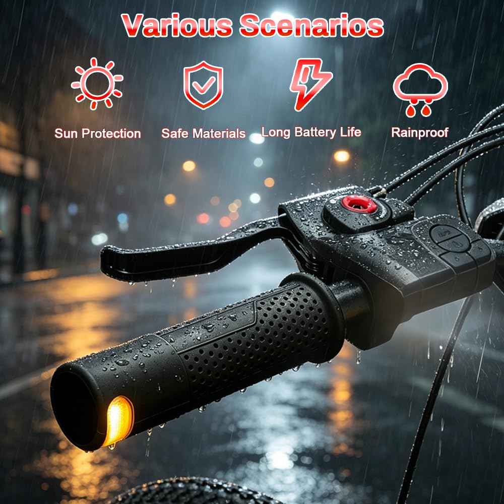 Blinker E Scooter Nachrüsten Set, Lenkergriffe für Elektroroller mit Integrierten Blinkern, IPX4 USB Wiederaufladbar, für Xiaomi M365/Pro2/1S Ninebot (22mm Innendurchmesser)
