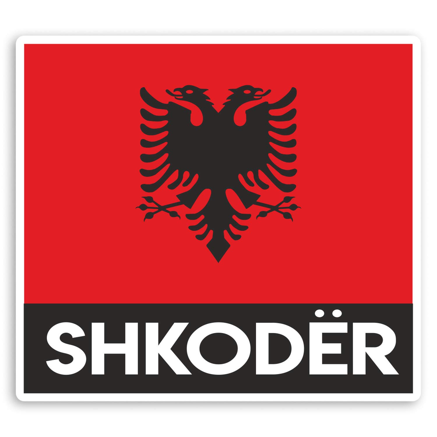 Destination Vinyl Ltd Multi 2 X 10Cm Shkoder Albania Flag Vinyl Stickers - Travel Luggage Sticker #34715 (10Cm Wide)