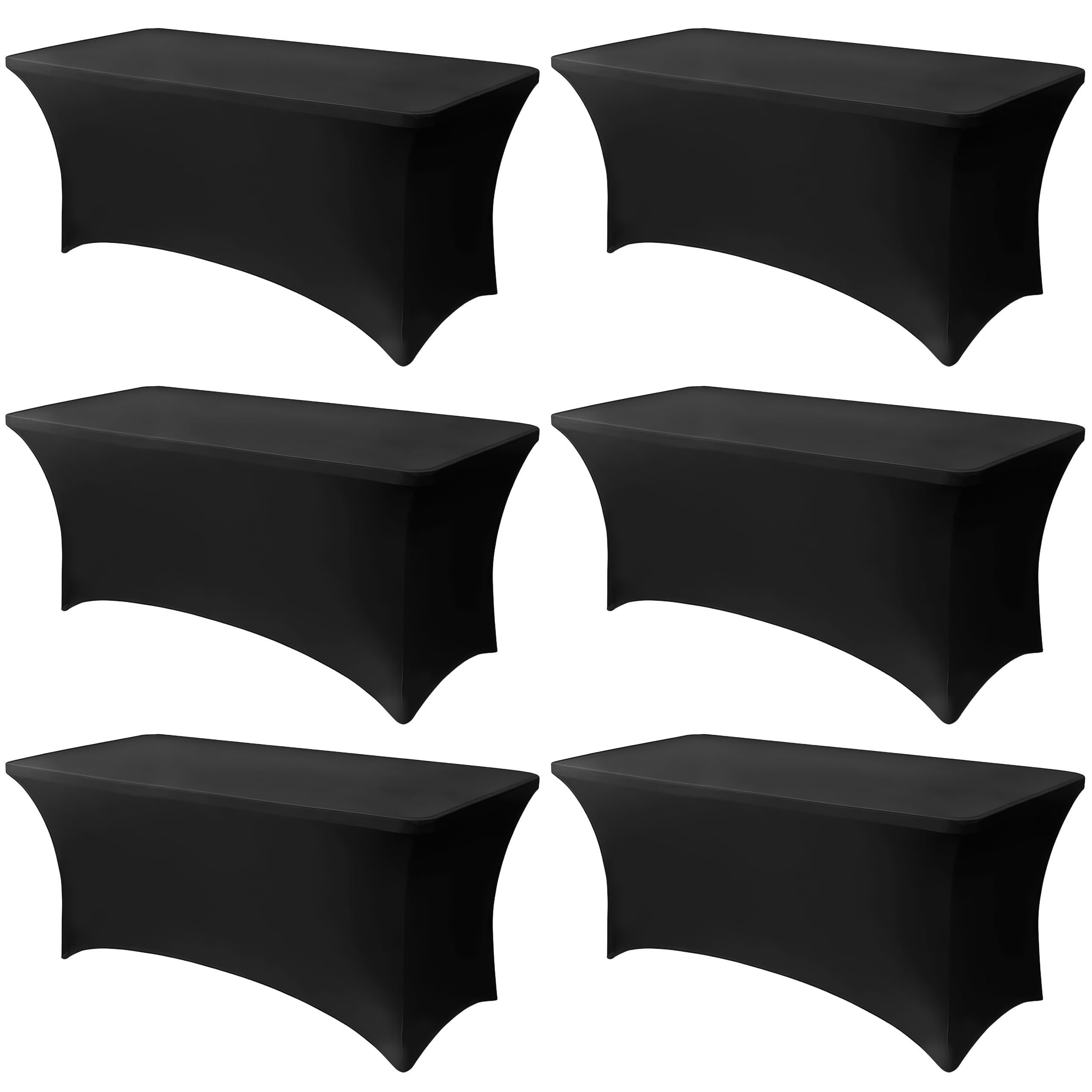 View 1 of [DAMAGED] Lemict 6FT Black Table Cloth - 6 Pack Fitted Stretch Rectangle Spandex Tablecloth, Washable Table Cover for Party, Picnic, Wedding, Banquet, Birthday and Festival(30" x 72")
