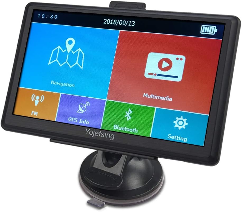 Sat Nav GPS Navigation System, YoJetSing 7 inch Bluetooth 8GB 256MB Car Truck Lorry Capacitive Touch Screen Satellite Navigator Device Pre-loaded UK/EU 2018 Newest Maps with Lifetime Free Updates
