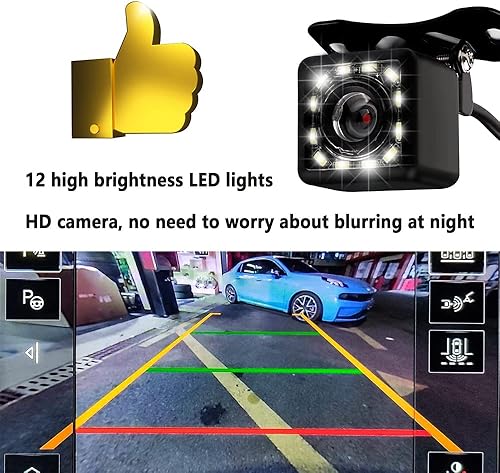 Miniatura 4 de Cámara de respaldo para cámara de visión trasera HD Ultra HD 12 LED de visión nocturna impermeable 140 de visión ancha para automóvil, SUV,