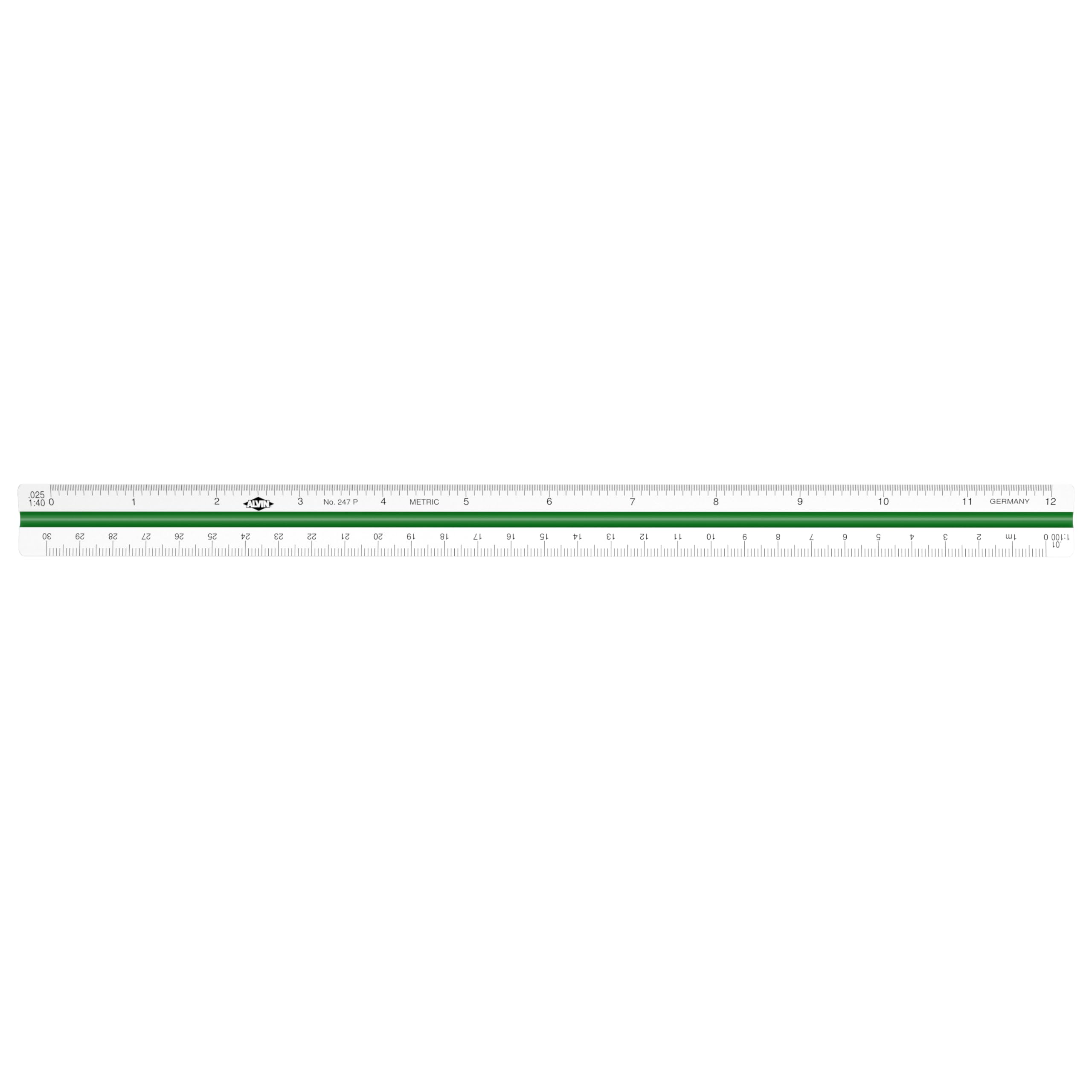 ALVIN 247P 30 cm hohe Schlagfestigkeit Kunststoff metrische Dreieckskala, Weiß