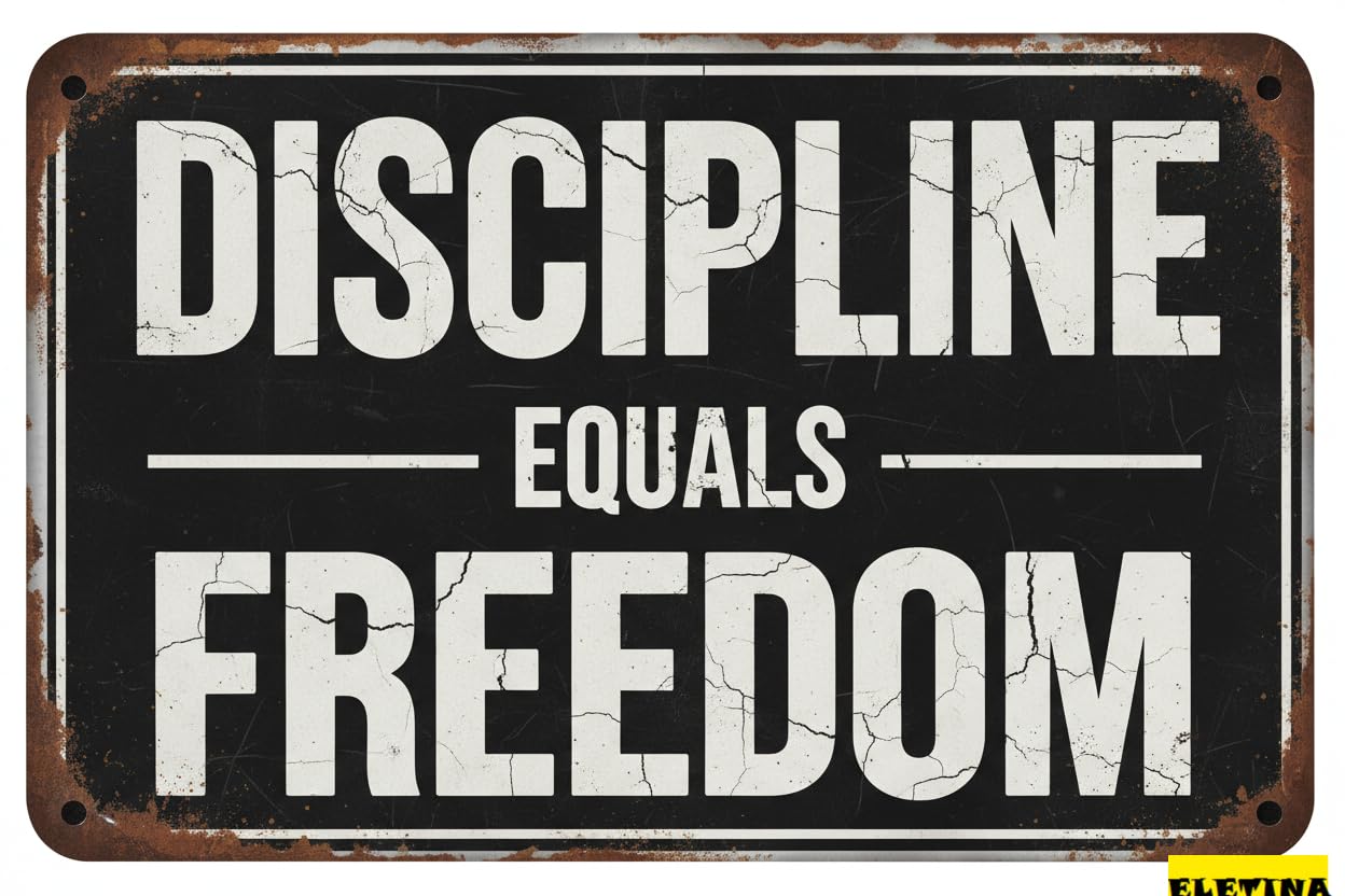 Vintage Metal Tin Sign Gym Discipline Equals Freedom Pain G Club Garage Gym De Ideas Decor Retro Gift Women Men 8x12 Inch