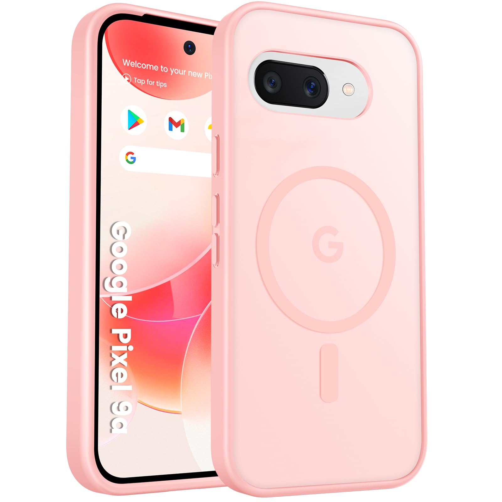 PuyaTeya for Google Pixel 9A Phone Case, Compatible with Magnetic, Military Grade Drop Protection Translucent Matte Shockproof Anti-Scratch/