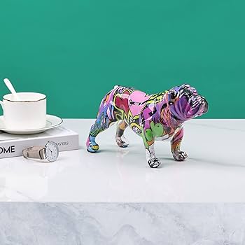 ブルドッグ フィギュア モダングラフィティアート デコレーションアニマル Amazon.com: suruim Creative Colorful English Bulldog