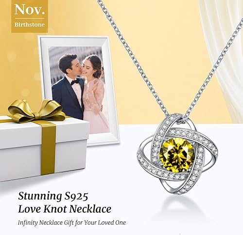 Miniatura 2 de boya Birthstone Necklace Gifts for Women, Love Knot Necklaces for Women 925 Sterling Silver Birthstone Jewelry Mothers Valentines Day Birthday