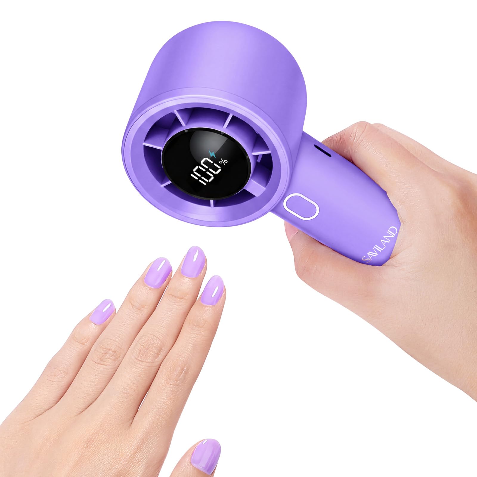 SAVILAND Quick Dry Nageltrockner: Tragbarer Nageltrockner für Normalen Nagellack mit Starkem Luftstrom Automatischem Sensor Warmer und Kühler Windgebläse Batterielos für Zuhause und Salon 2.5W