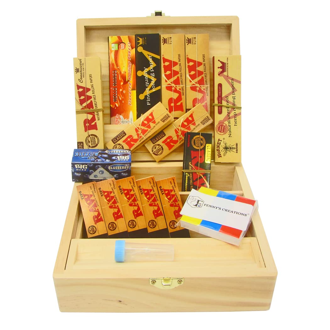 Fenny's CreationsFenny's Creations Rolling Supreme Wooden Storage Box Gift Set Kit Large Size Papers Filter Tips Accessories