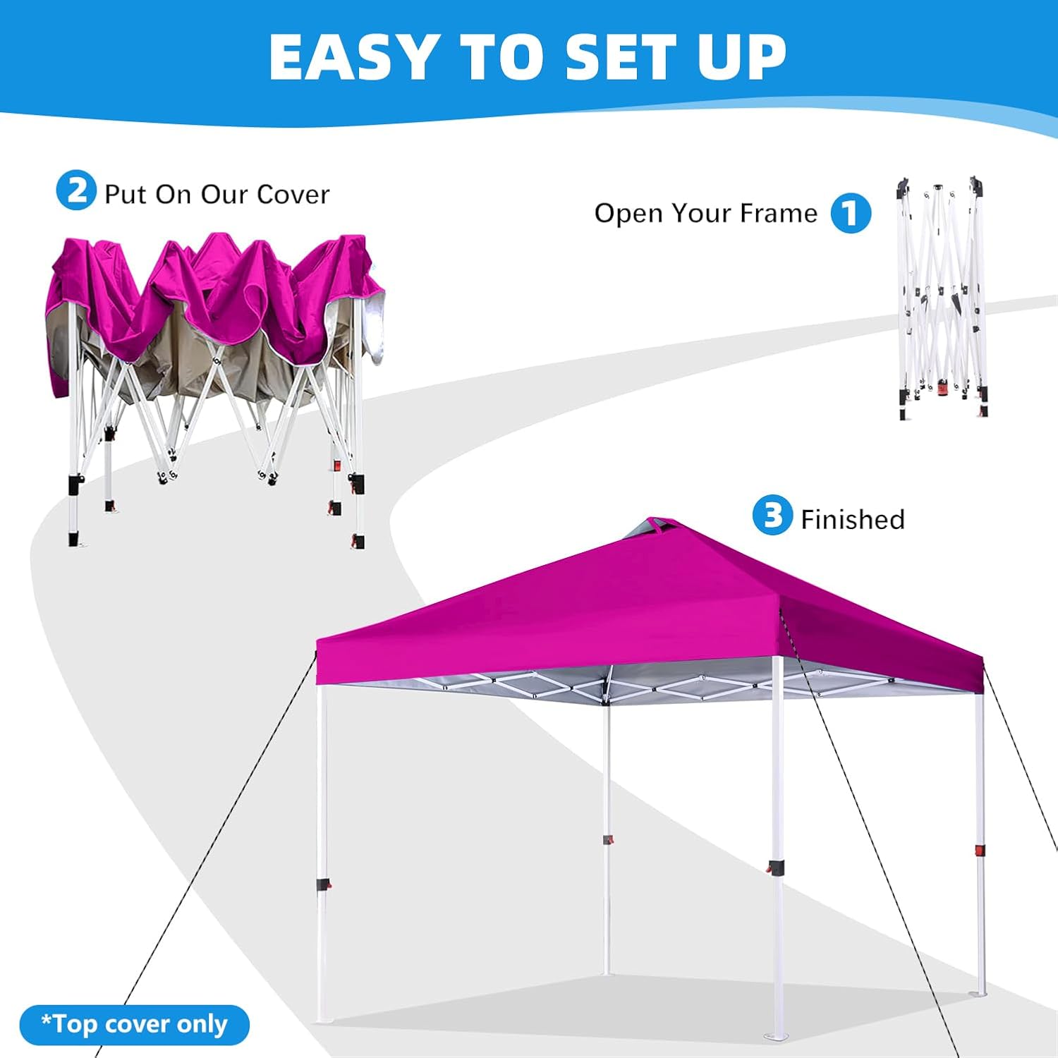 10x10 Canopy Replacement Top Cover with Air Vent, 210D Silver Coated Waterproof Polyester, Pop Up Tent Cover for Straight Leg Canopy Frame, Canopy Top Only