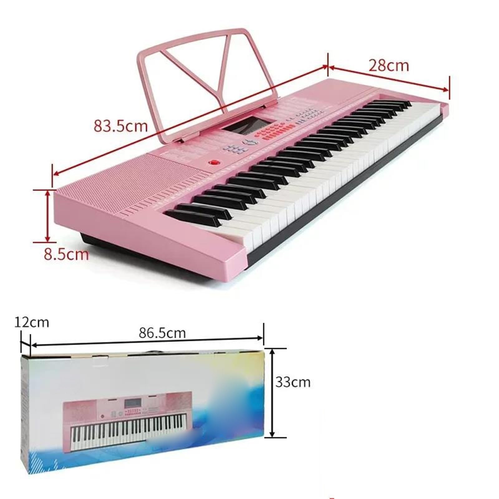 Tastiera Per Pianoforte Elettronico A 61 Tasti Strumento Musicale Professionale(Pink)
