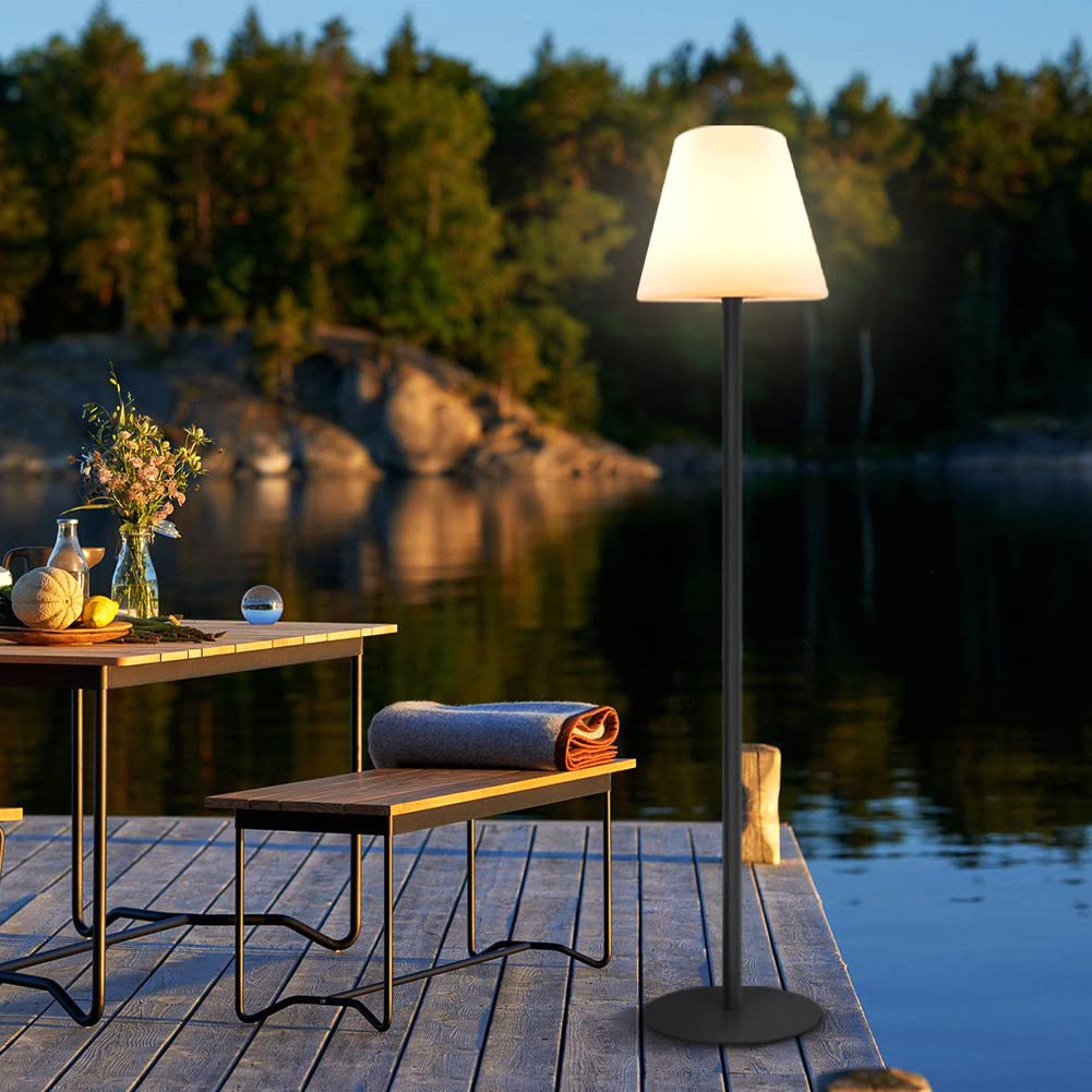 MALUX Solar Stehlampe Outdoor Mit Warmweiß RGB 8 Farben LED USB Aufladbar IP44 Wasserdicht Für Garten Terrasse Balkon Innenbereich Außenbereich Dekor 150 cm Schwarz