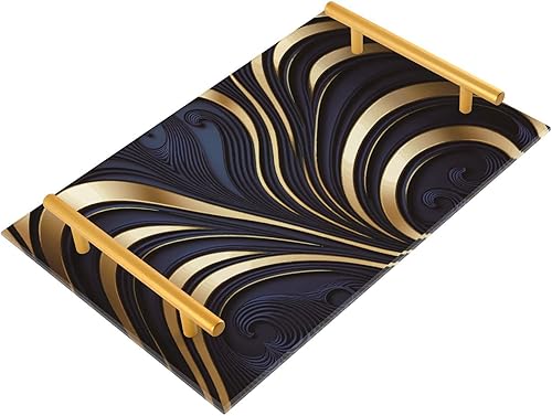 NFMILI Bandeja de tocador rectangular de acrílico Blue Waves para servir centros de mesa, decoración moderna del hogar para dormitorio, baño,