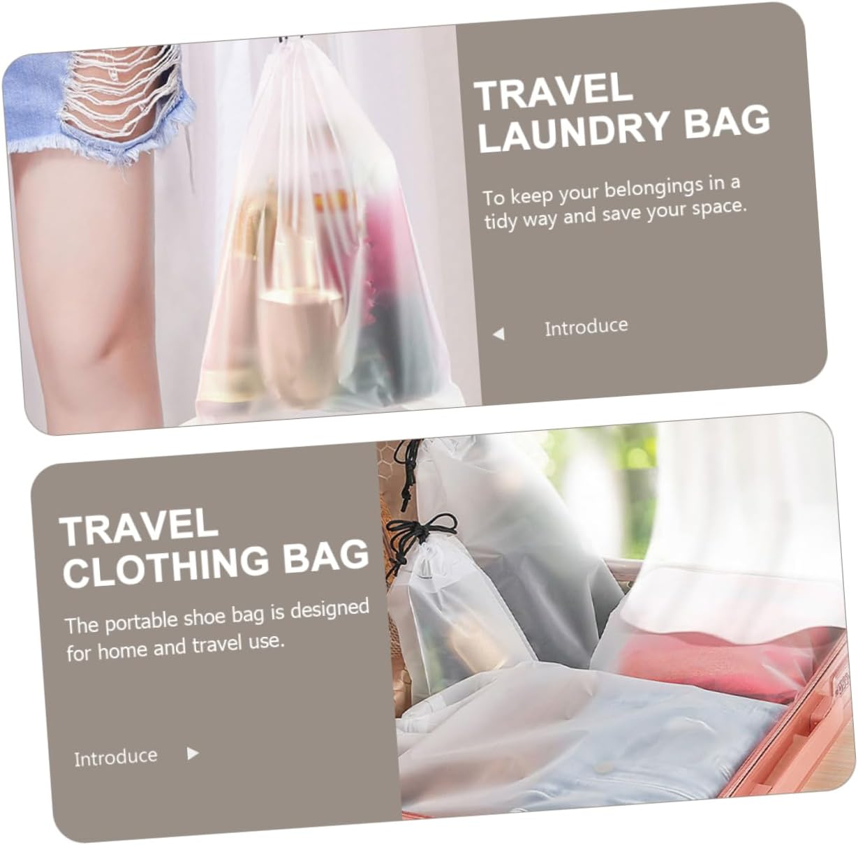 LABRIMP 10pcs Portable Travel Shoe Bags Drawstring and Toiletry Bag for Makeup