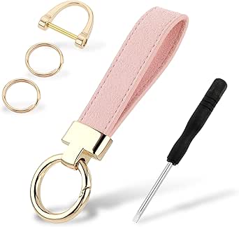 Ouligay Leather Car Keychain for Women Microfiber Leather Wristlet ...