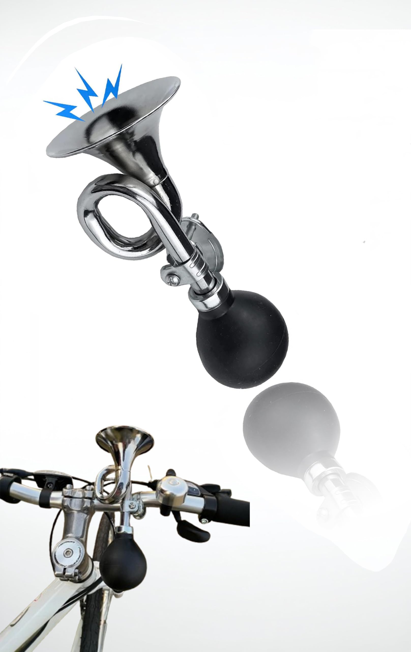 Sweet seven Bike Bugle Horn, Retro Metal Squeeze Clown Horn, Kids Bike Horn , Classic Vintage Metal Twist Loudspeaker Siren Hooter Snail Air Horn for Kids Adults Bicycles Golf Cart