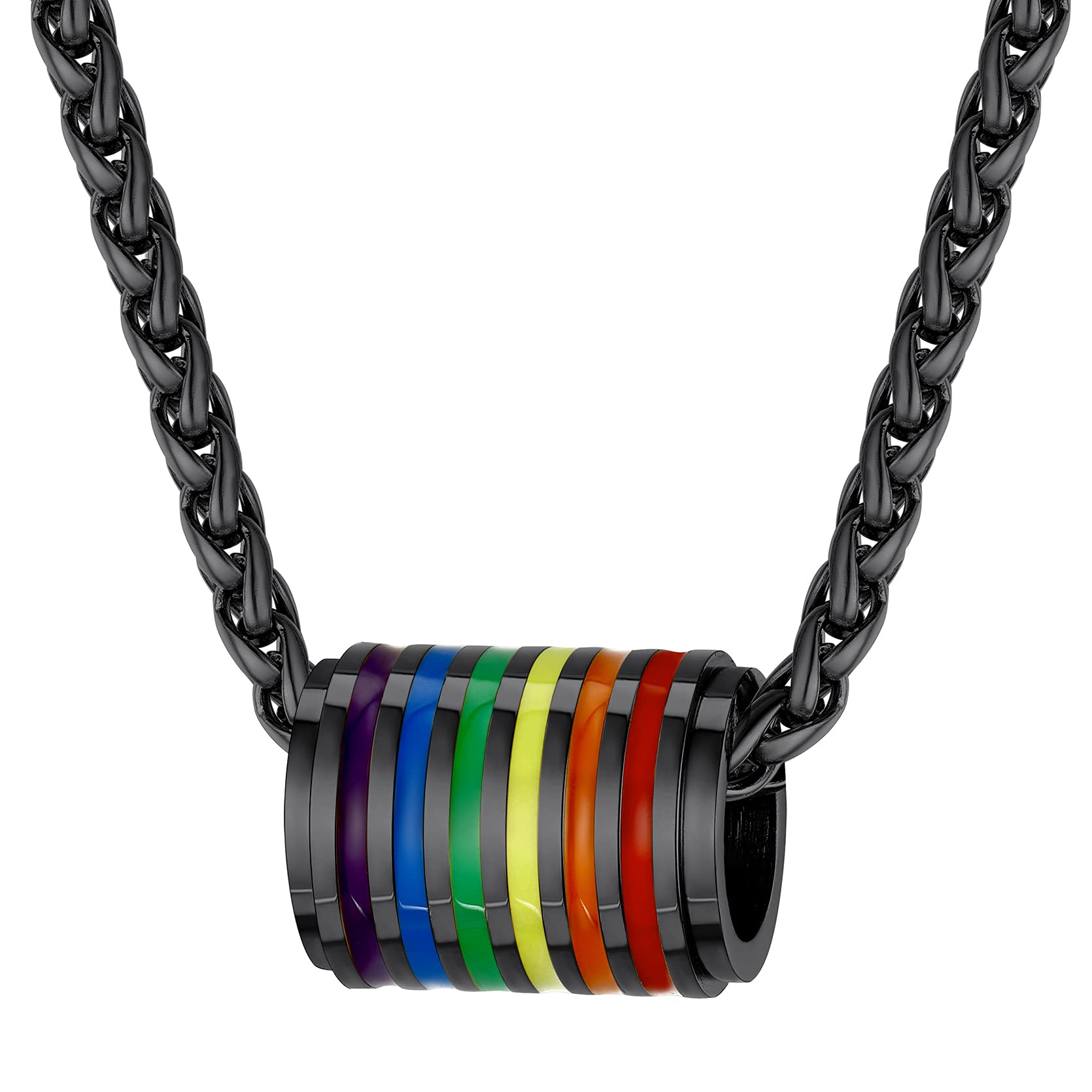 GOLDCHIC JEWELRY Pride Necklace LGBT Tag, Stainless Steel Rainbow Equal Jewelry Gift for Lesbian Bisexual Transgender Queer