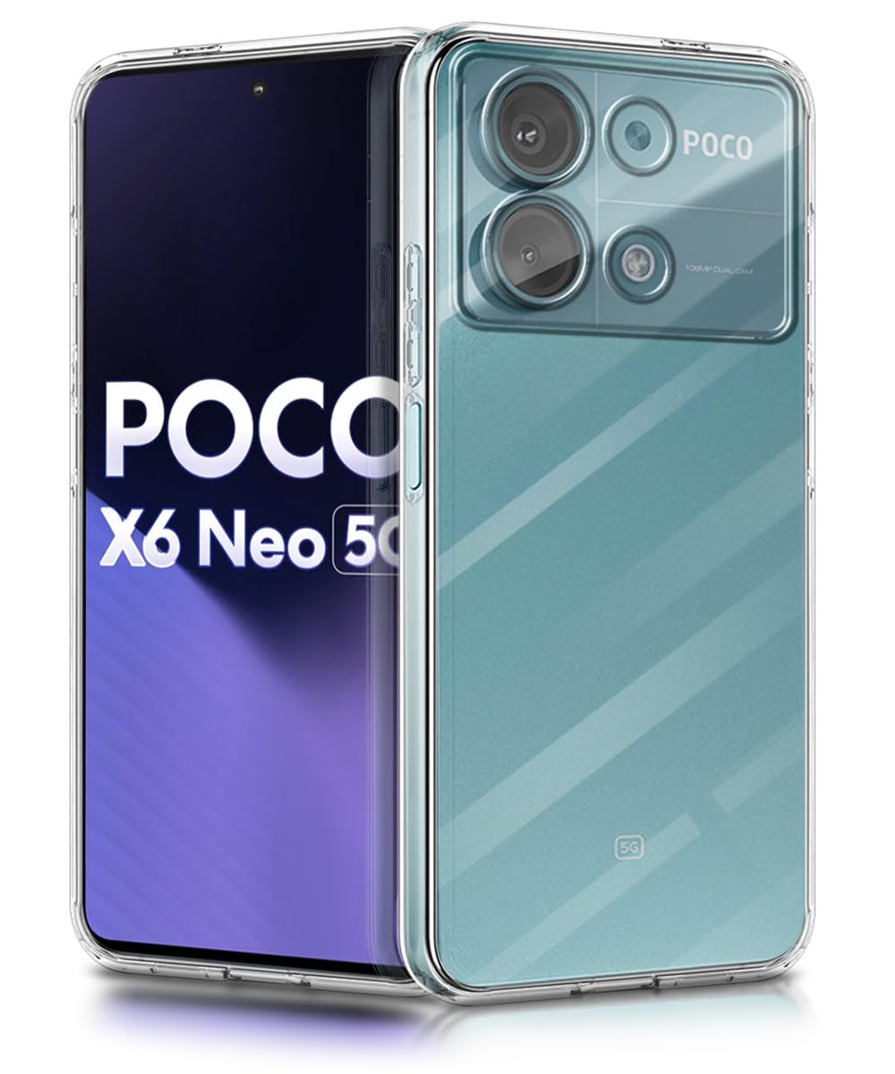 WOW IMAGINE Crystal Clear Transparent Back Case Cover for Poco X6 Neo 5G | Full Device & Camera Protection Shockproof TPU | Flexible Silicone Back Cover Case – Transparent