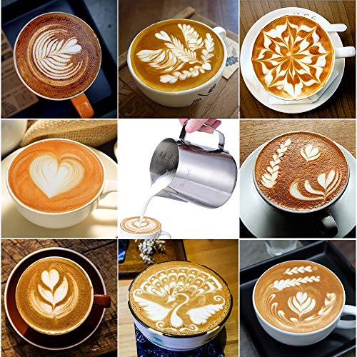 Foto von Dailyart Milchkännchen, Milchkanne aus Edelstahl 600ml/20oz Milk Pitcher Milchschaum Krug Art Aufschäumkännchen für Cappuccino und Latte Art, Silber