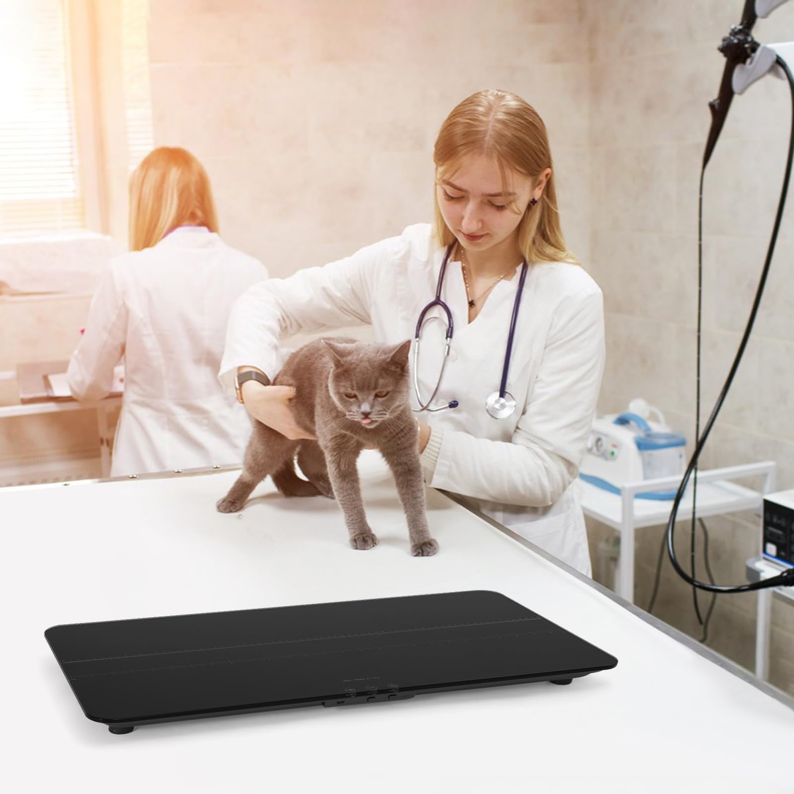 Bilancia Digitale per Cani e Animali Domestici, Bilancia per Cani Grandi e Gatti, Max. 100 kg, 10 g, Display LCD, 3 Modalità di Pesatura, Ricarica USB, Funzione di Supporto Tara, Piattaforma