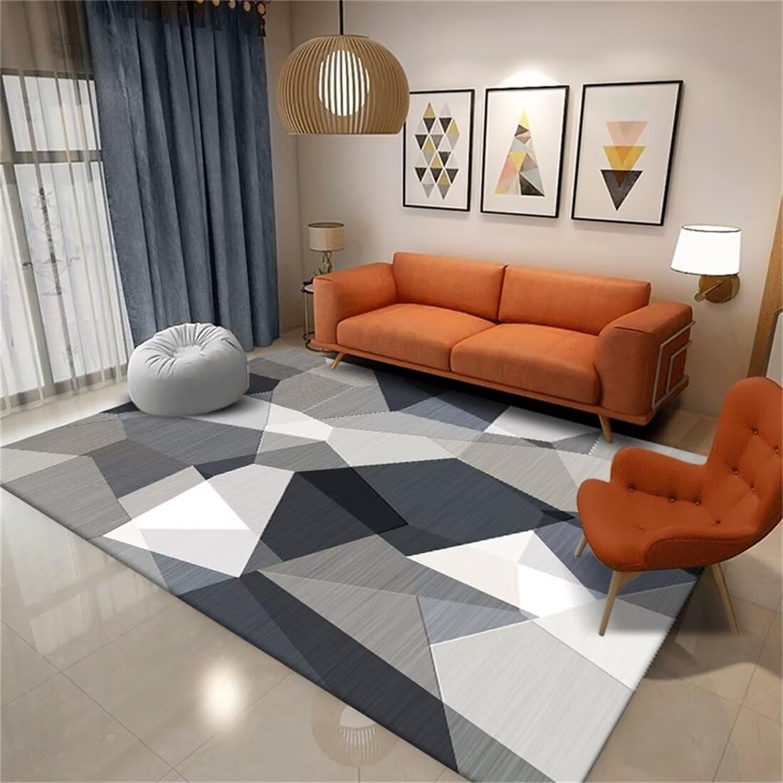 Tapis de jeux bébé pliable 80x160cm gris géométrique pour salon et terrasse