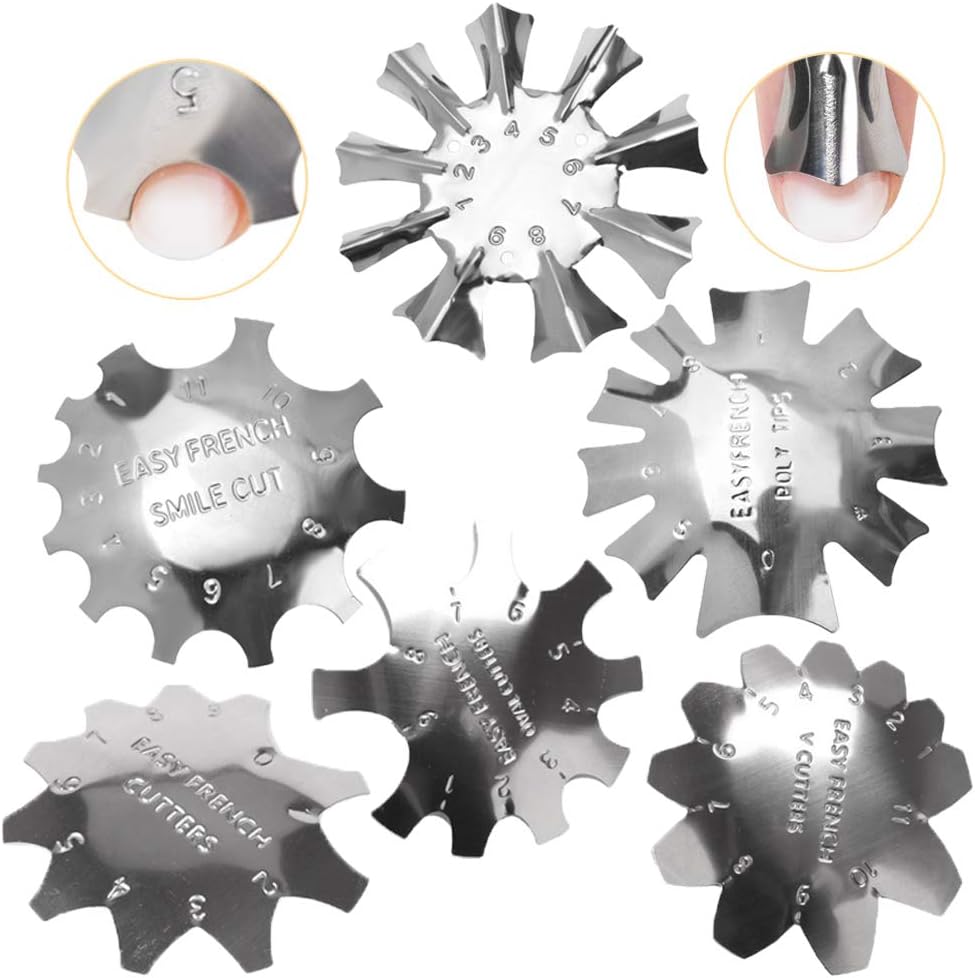 Ziyero 6 stuks/set metalen Franse nagels Smile Line Nail Art roestvrij staal 6 vormen meerdere maten duurzaam voor doe-het-zelf, manicuresalons, schoonheidssalons, beginners – zilver