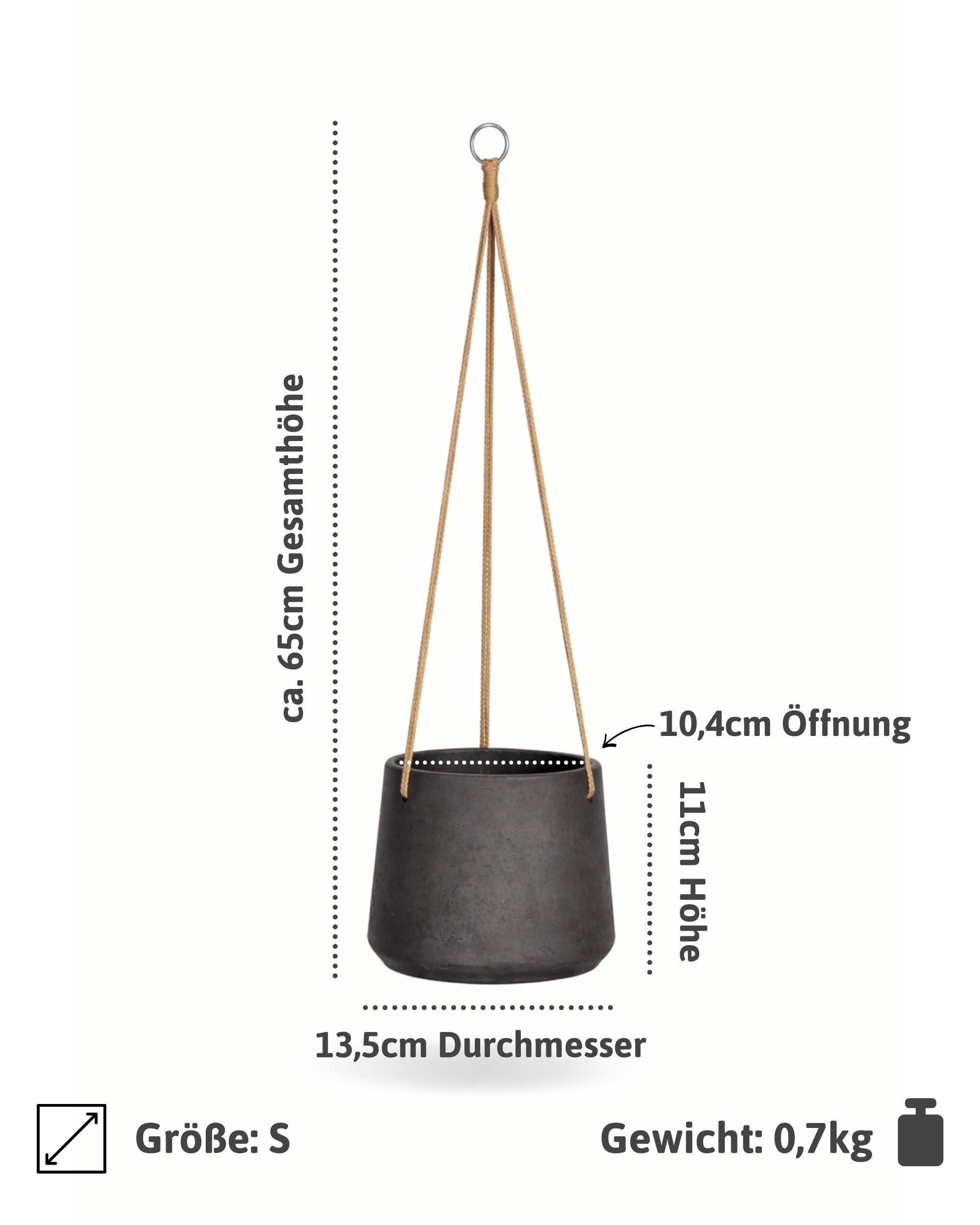Finestgreen Hängendes Pflanzgefäß Patt Schwarz S | Hängender Blumentopf zum bepflanzen | Urban Gardening Pflanzenampel – Ansicht 3