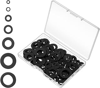 100 PCS Flat Nylon Washers Assortment Kit, 7 Sizes Heavy Duty Nylon Washers Vibration Absorbing Pads Black Washer for Shower Head Garden Faucet Plumbing Washer Repair(20/16/12/9/8/6/5mm)