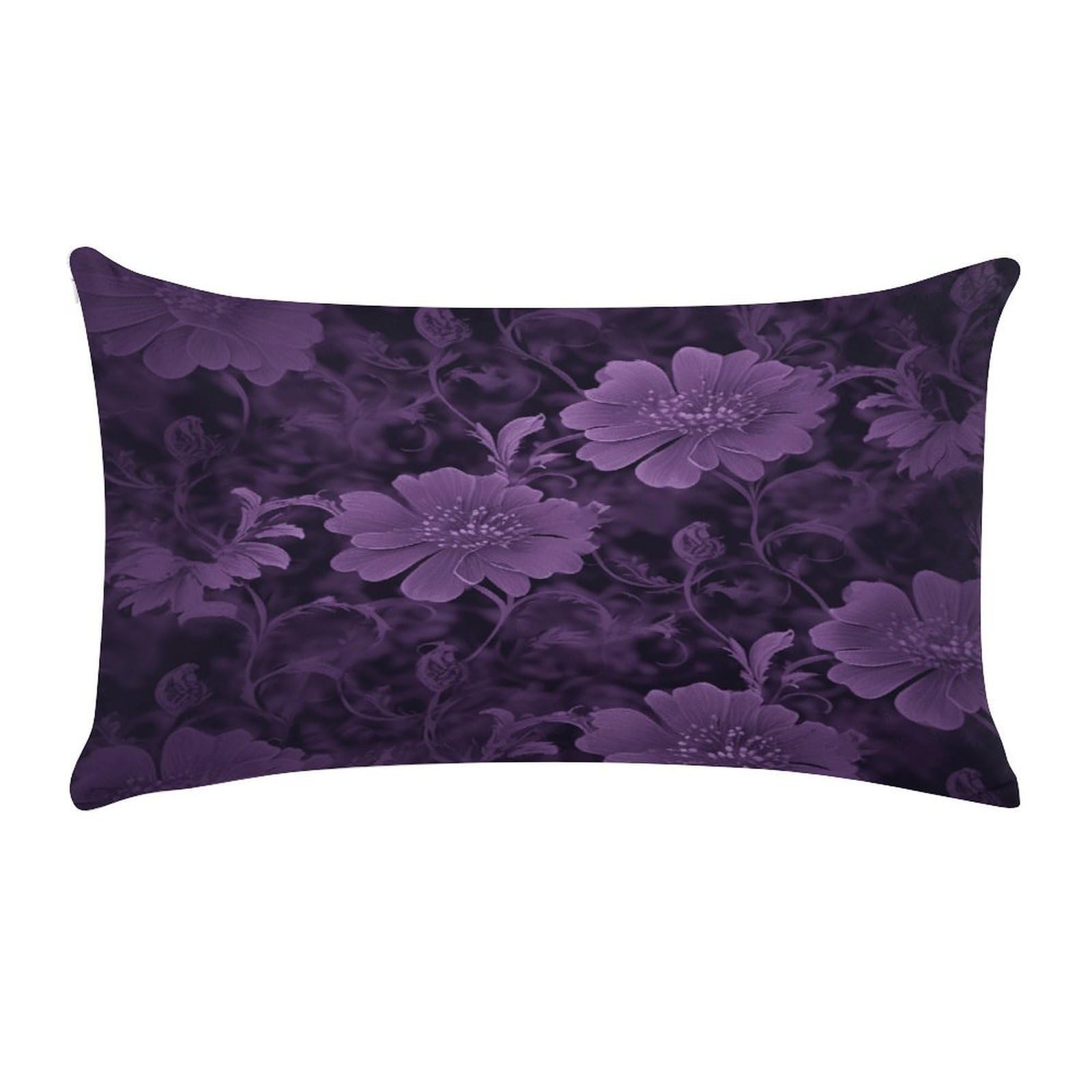 VstaDank Purple Throw Pillow Cover Rectangular Lumbar Throw Pillow Case Soft Farmhouse Accent Decorative Cushion Cases Short Plush Pillowcase with Zipper 12 X 20 Inch