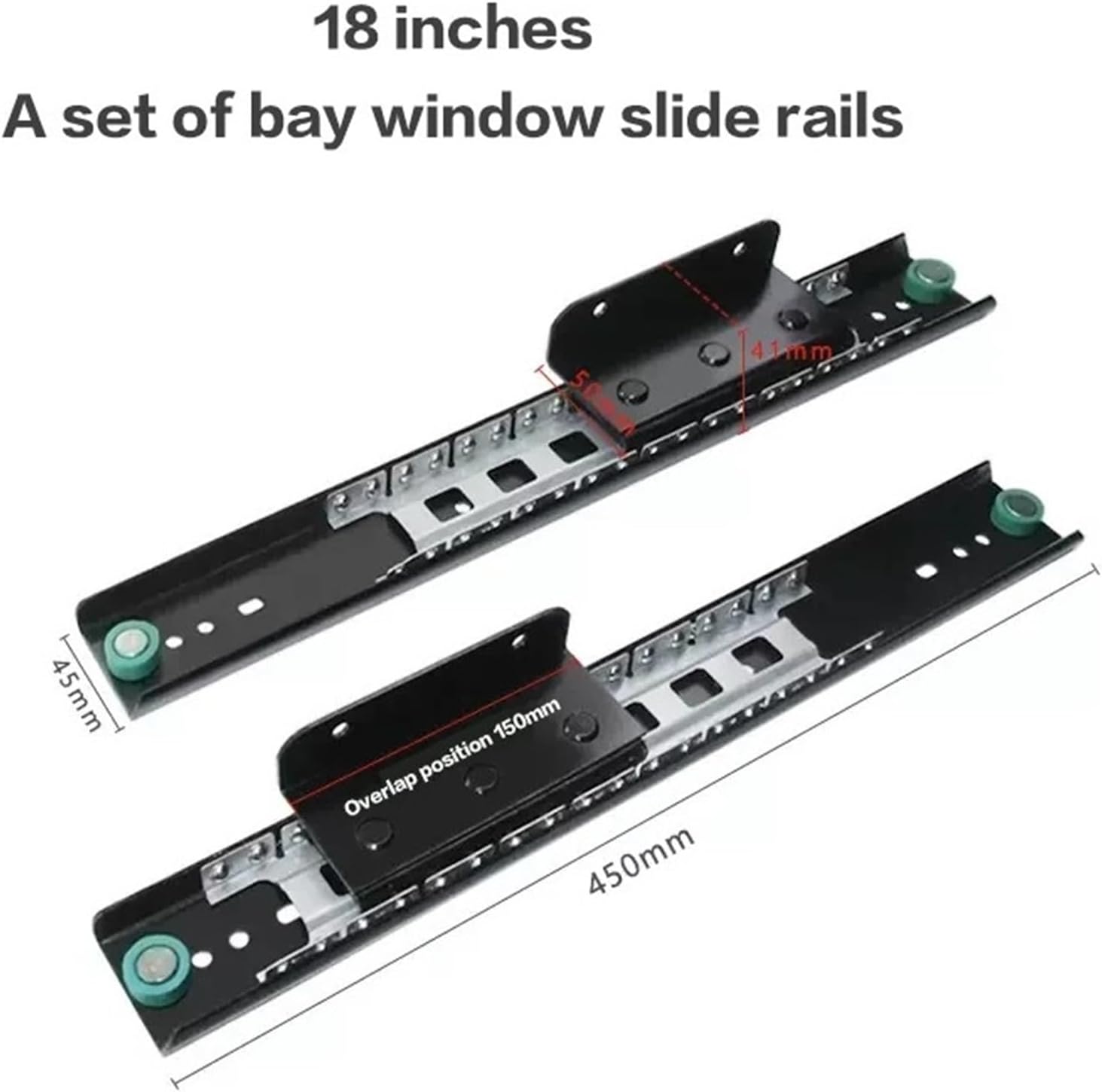 Full Extension Drawer Slides Heavy Duty Sliding Track Desk Silent Thickened Adjustable Pull-Out Tabletop Hardware(18inch)
